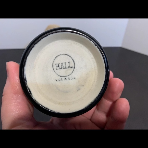 Hall China Black Glossy Ceramic Shaving Mug with Shaving Brush - Picture 9 of 10